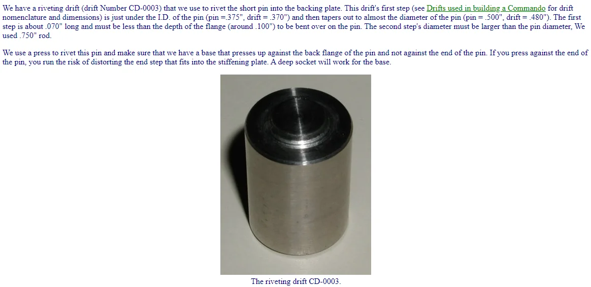 Drum brake reinforcing kit- short stud peening tool