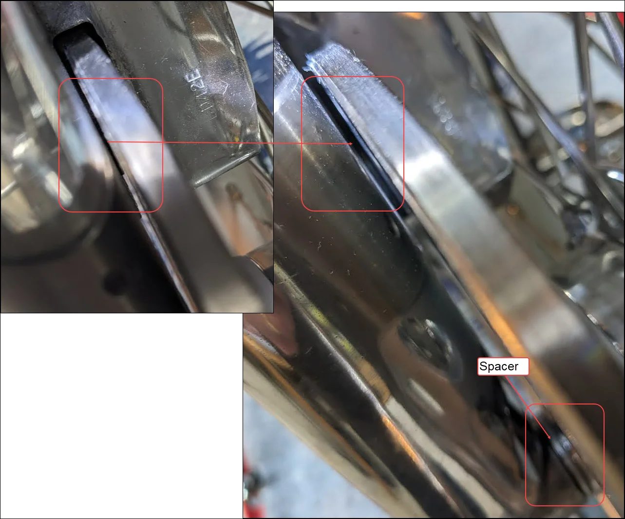 Increasing rotor-to-fork leg distance