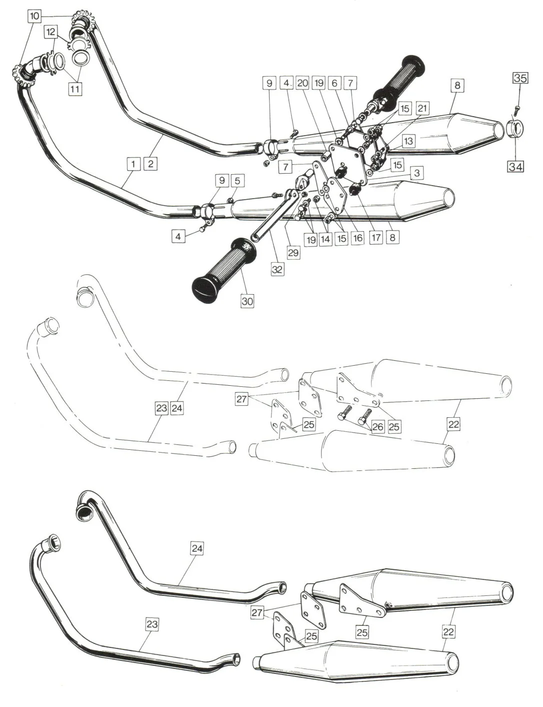 Mounting stock exhaust on 72 750