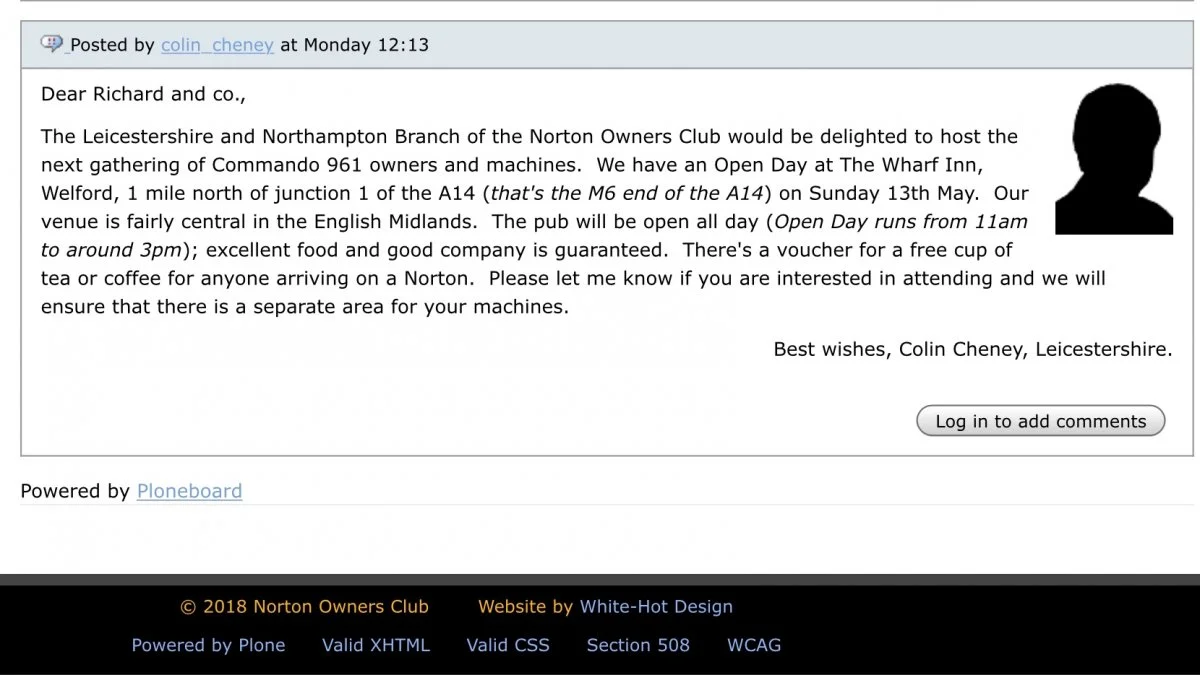 WE HAVE A NORTON OWNERS CLUB MEET INVITE IN NORTHAMPTONSHIRE ??????