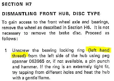 Front Hub Bearing Lockring Errata