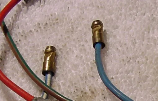 Need to identify a brass crimped on wire connector .