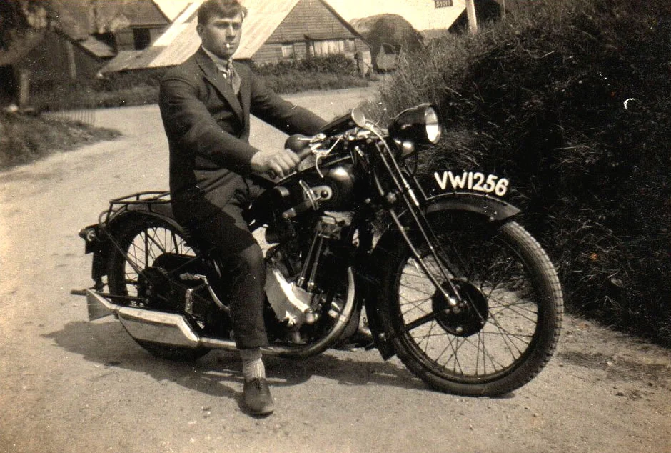 Herbert Doe (grandpa) on his BSA