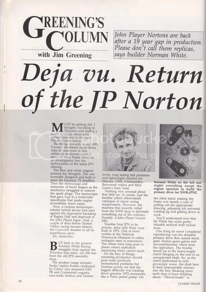 Norman White article from Classic Racer '91