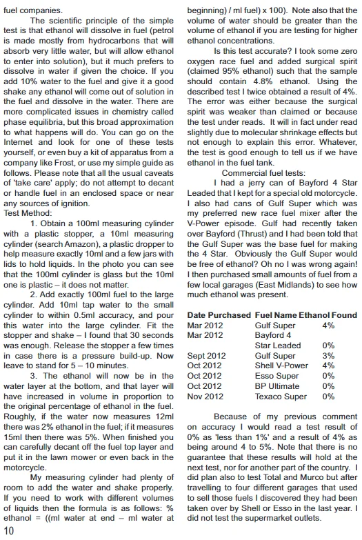 Ethanol free Premium vs 10% Ethanol Premium