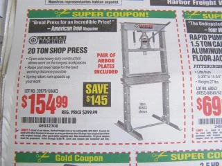 Hydraulic press $159 at Harbor freight