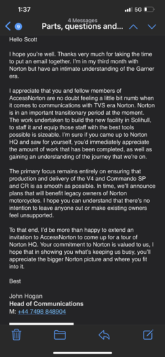 Response from Norton HOC