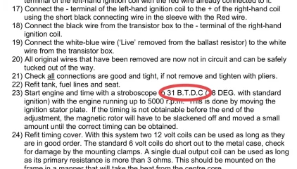 Timing setup for a new Boyer Bransden MK3 electronic ignition system on a MKIII Commando