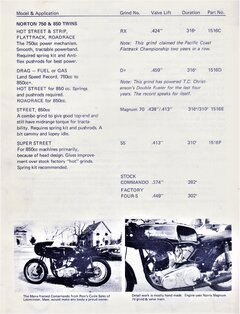 Old Norris Motorcycle Cam Catalogue pages re Norton