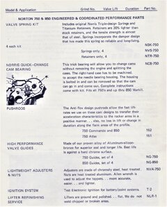Old Norris Motorcycle Cam Catalogue pages re Norton